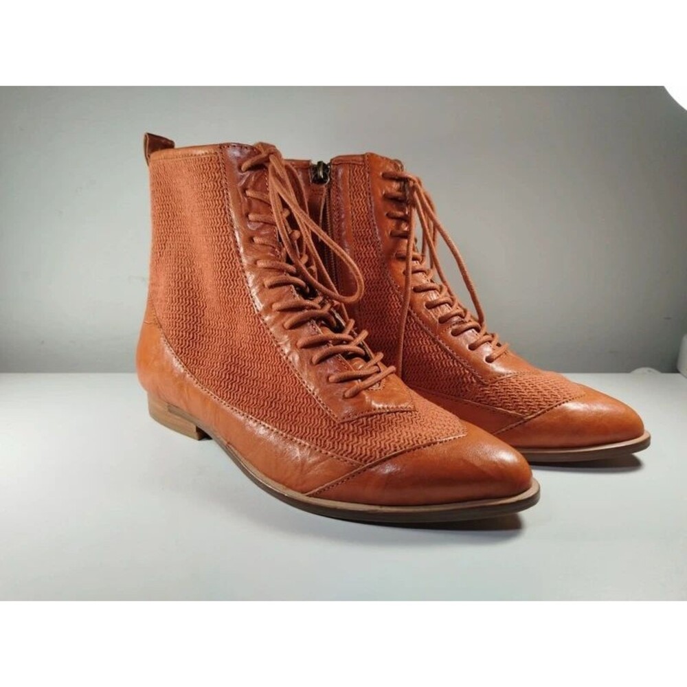 Kelsi Dagger Women’s Size 7.5 Brown Leather Lace-Up Ankle Boots Vintage Style
